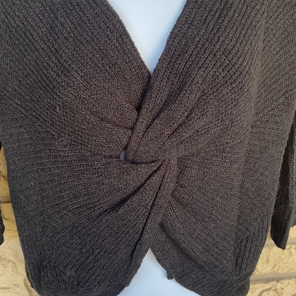 Express Tye Knot V Black Sweater Soft Comfy Sexy Size Med - Picture 7 of 11